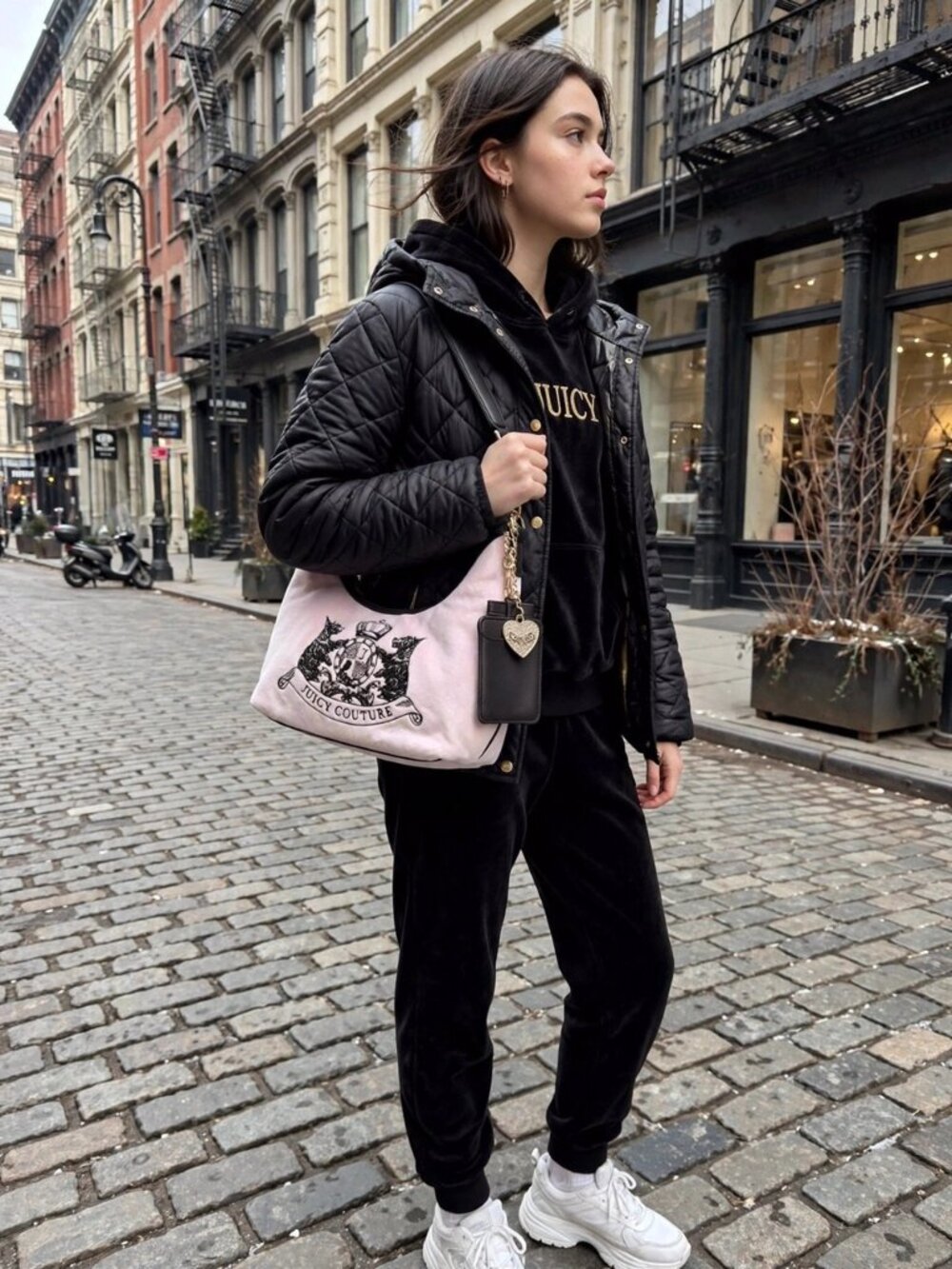 Juicy Couture Classic Scottie Dogs Hobo Bag  Chiffon Pink NWT